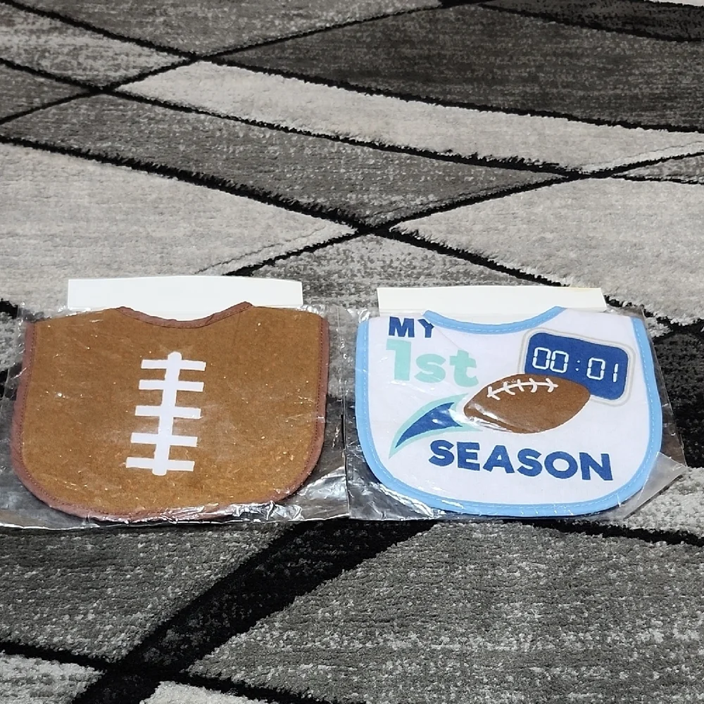 FOOTBALL THEMED SET-OF-2 BABY BIBS BUNDLE